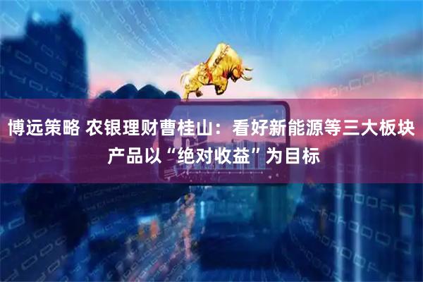 博远策略 农银理财曹桂山：看好新能源等三大板块 产品以“绝对收益”为目标
